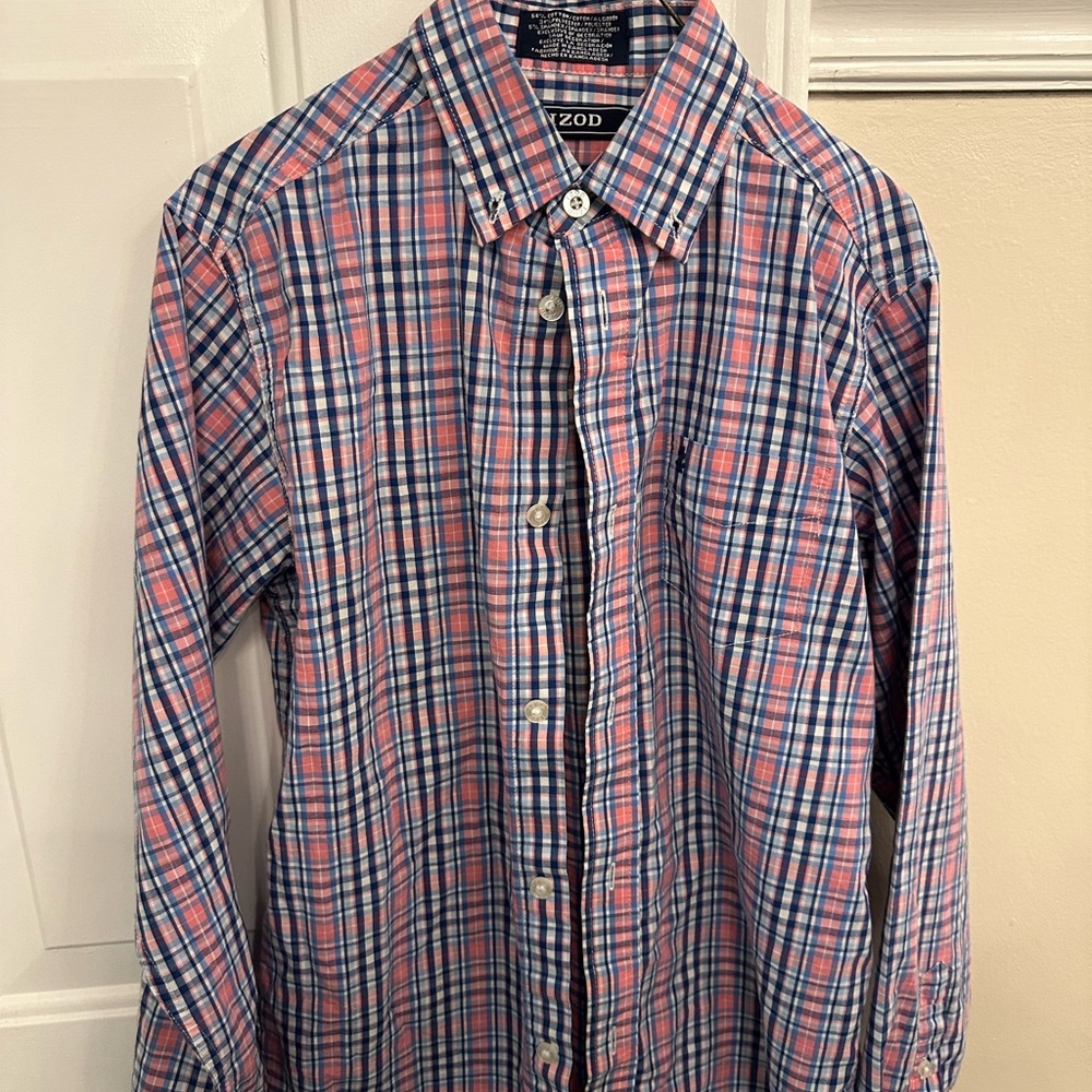 Easter Izod  Boys  Casual Plaid Shirt - Red and Blue